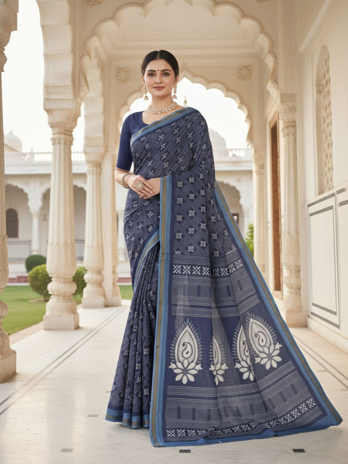 Ishani Border Vintage Printed Saree
