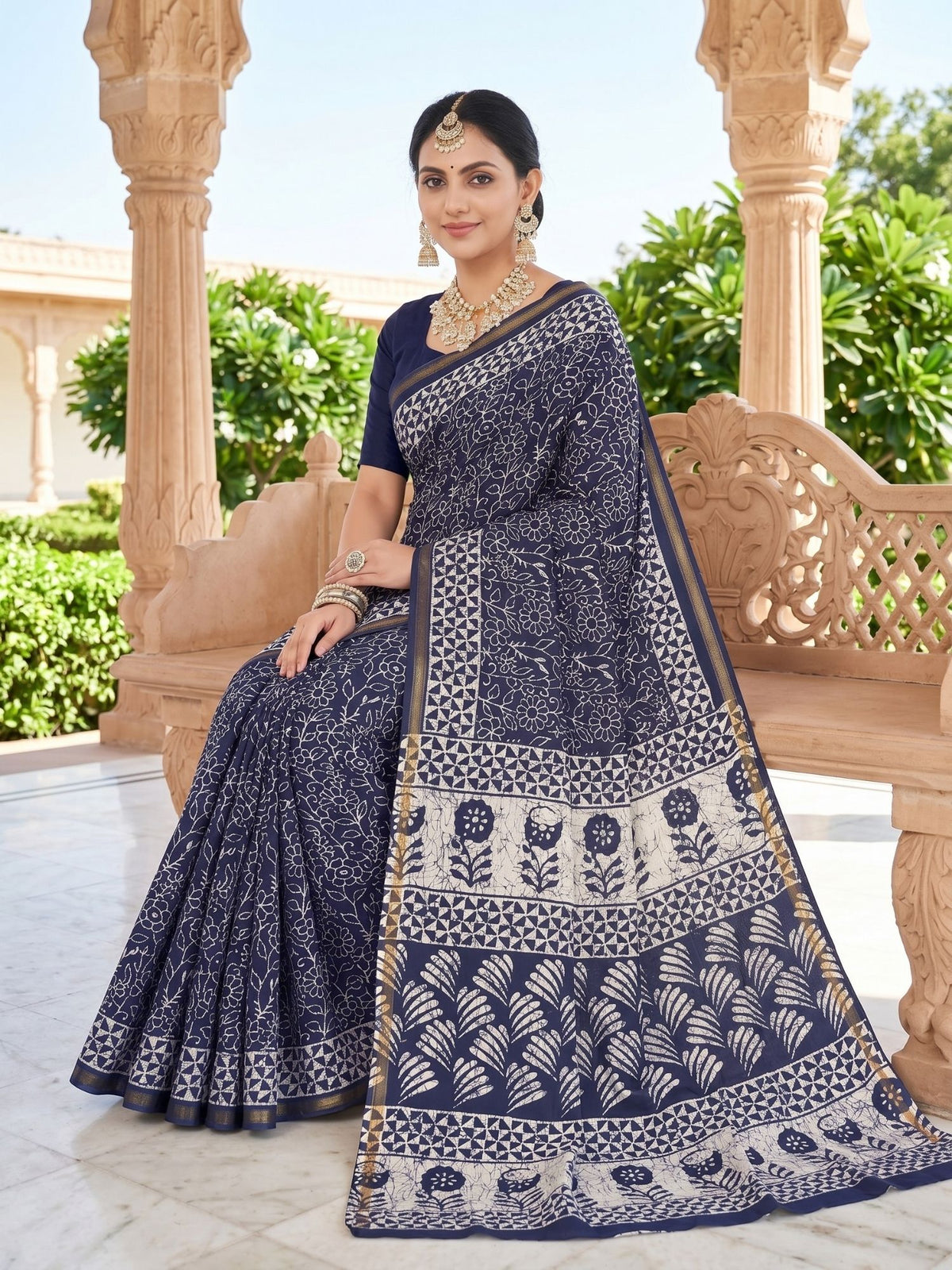 Ishani Border Vintage Printed Saree