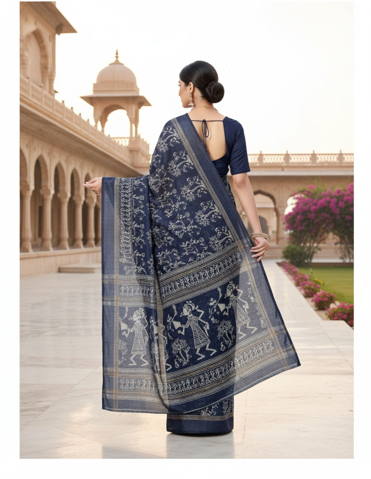 Ishani Border Vintage Art Printd Saree