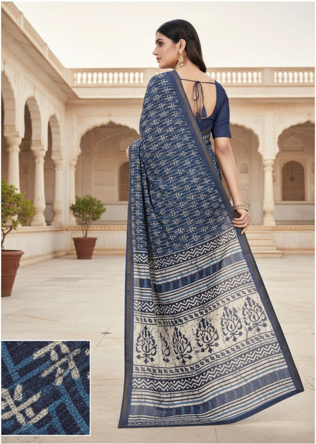 Ishani Border Block Printed Saree