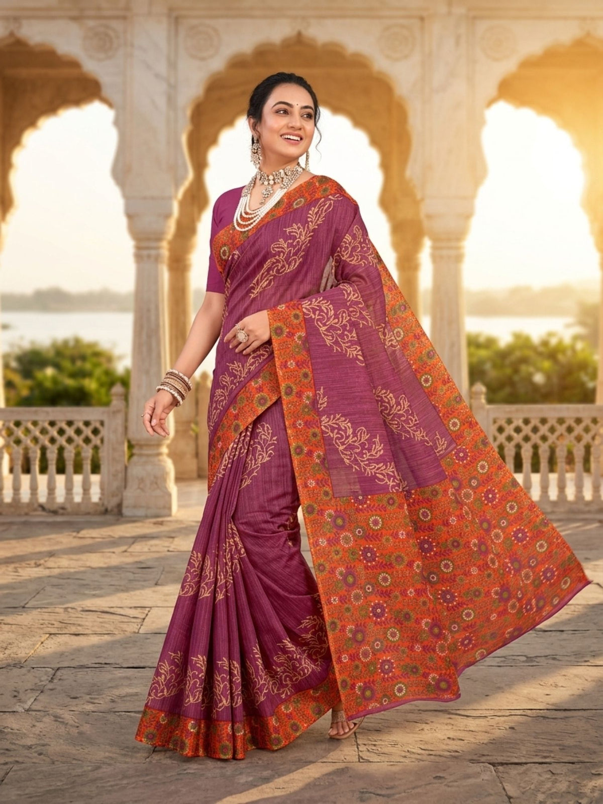 Pure Cotton Saree for Women Soft Lightweight Printed Daily Wear Traditional Casual Office Wear Saree
