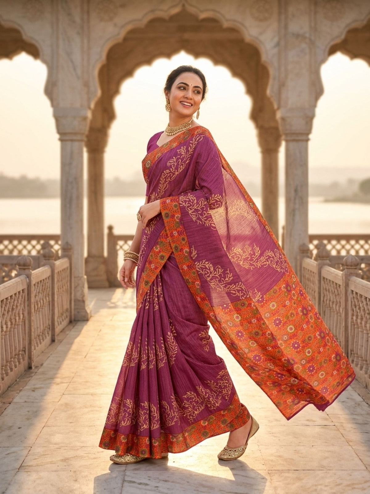 Pure Cotton Saree for Women Soft Lightweight Printed Daily Wear Traditional Casual Office Wear Saree