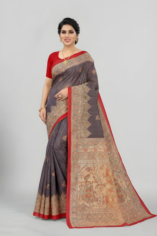 Madhubani Kantha Malai Cotton Printed Saree Premium Cotton Saree