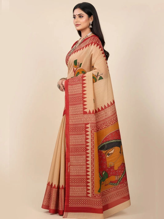 Minu Saree Srimoyee Jamini Beige Color