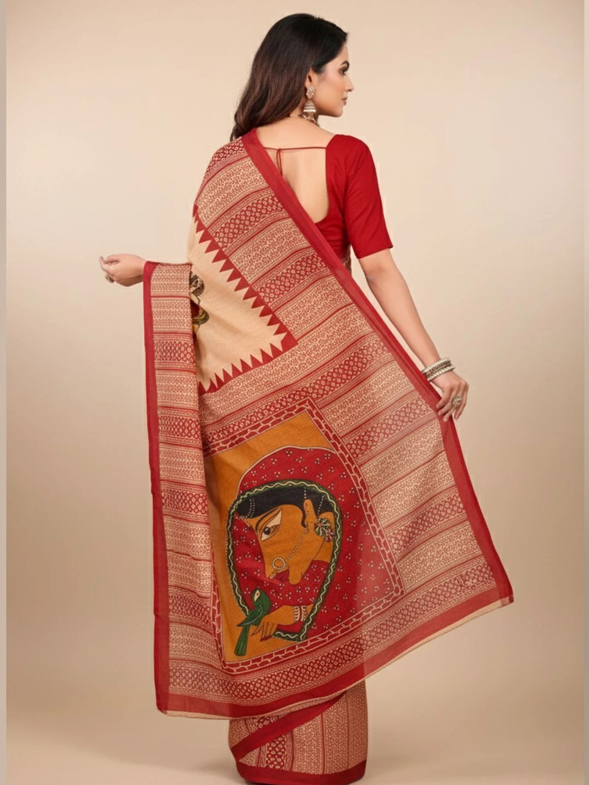 Minu Saree Srimoyee Jamini Beige Color