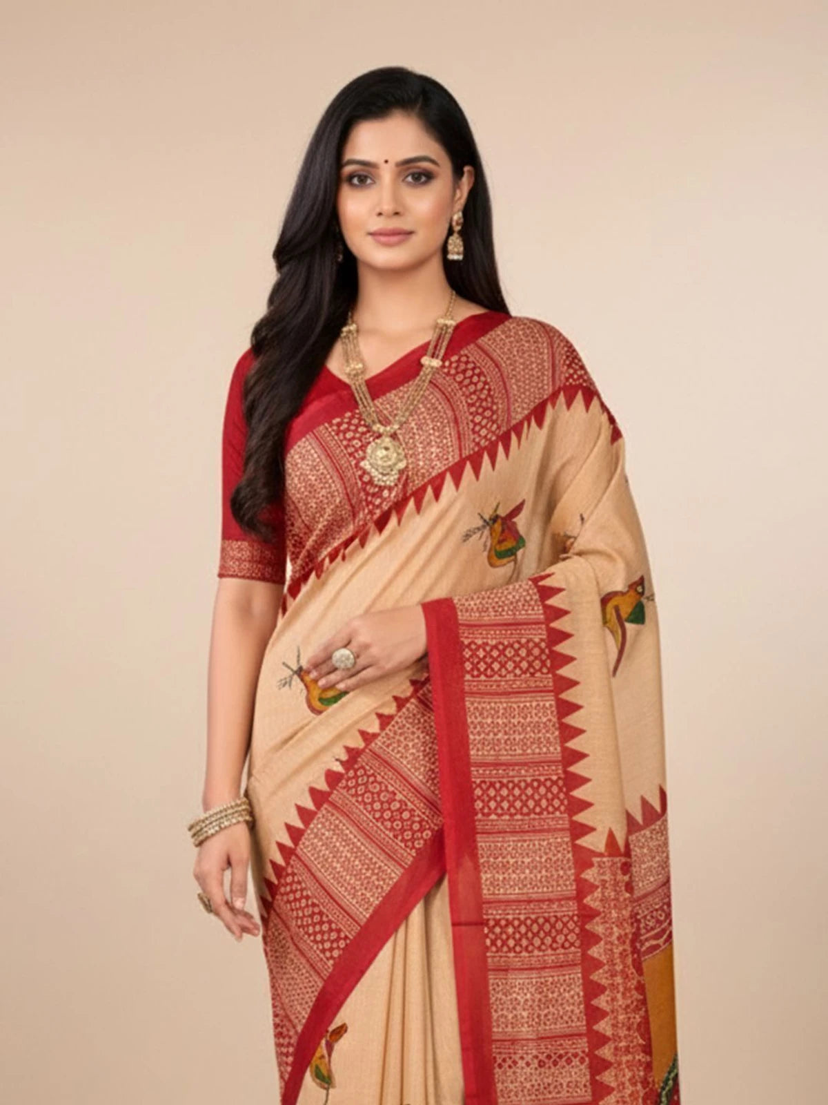 Minu Saree Srimoyee Jamini Beige Color