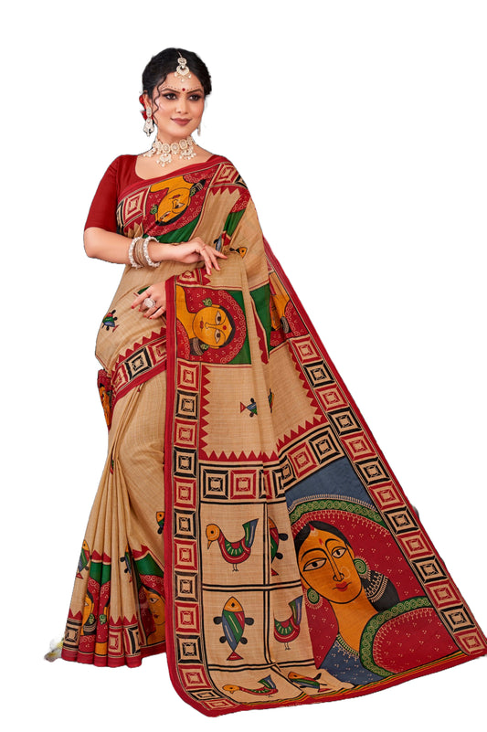 Minu Saree Srimoyee Jamini Beige Color