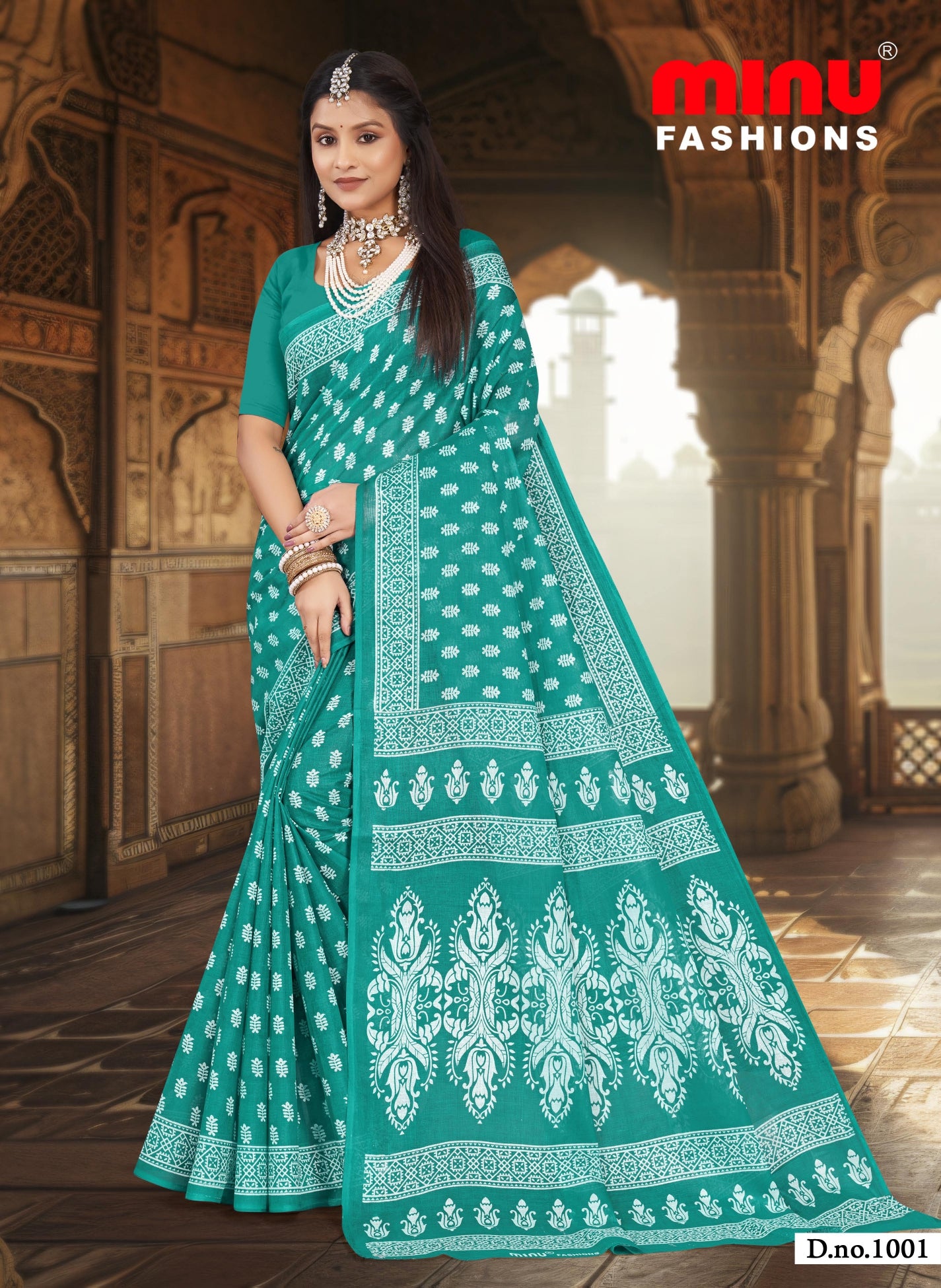 Pure cotton ethnic print saree without blouse piece
