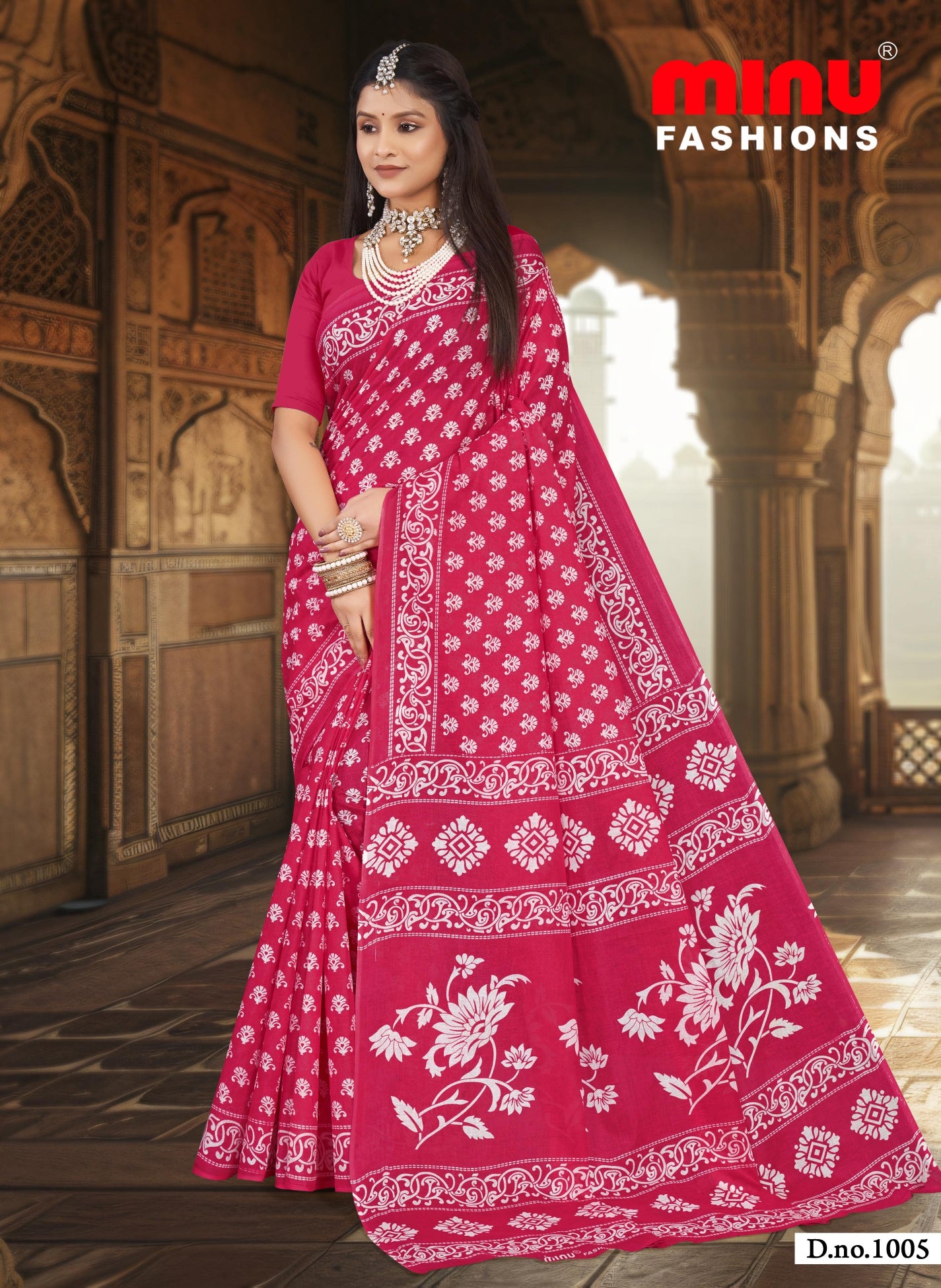 Pure cotton ethnic print saree without blouse piece