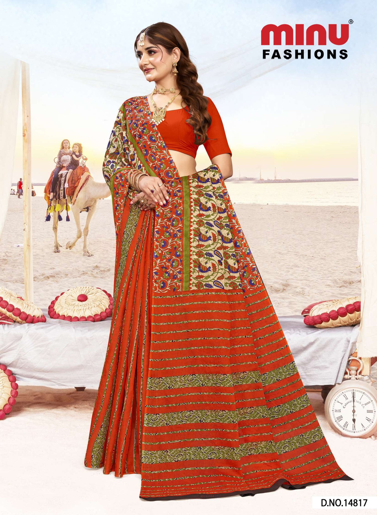 Sonajhuri Cotton Saree Orange