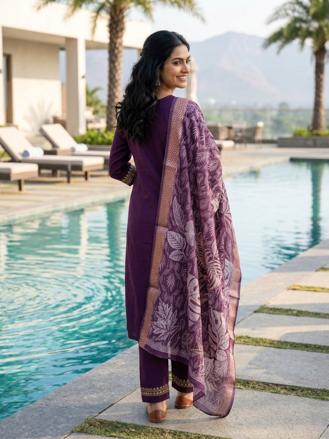 Minu Fashions Women Salwar Suit with Digital Floral Print Chanderi Dupatta