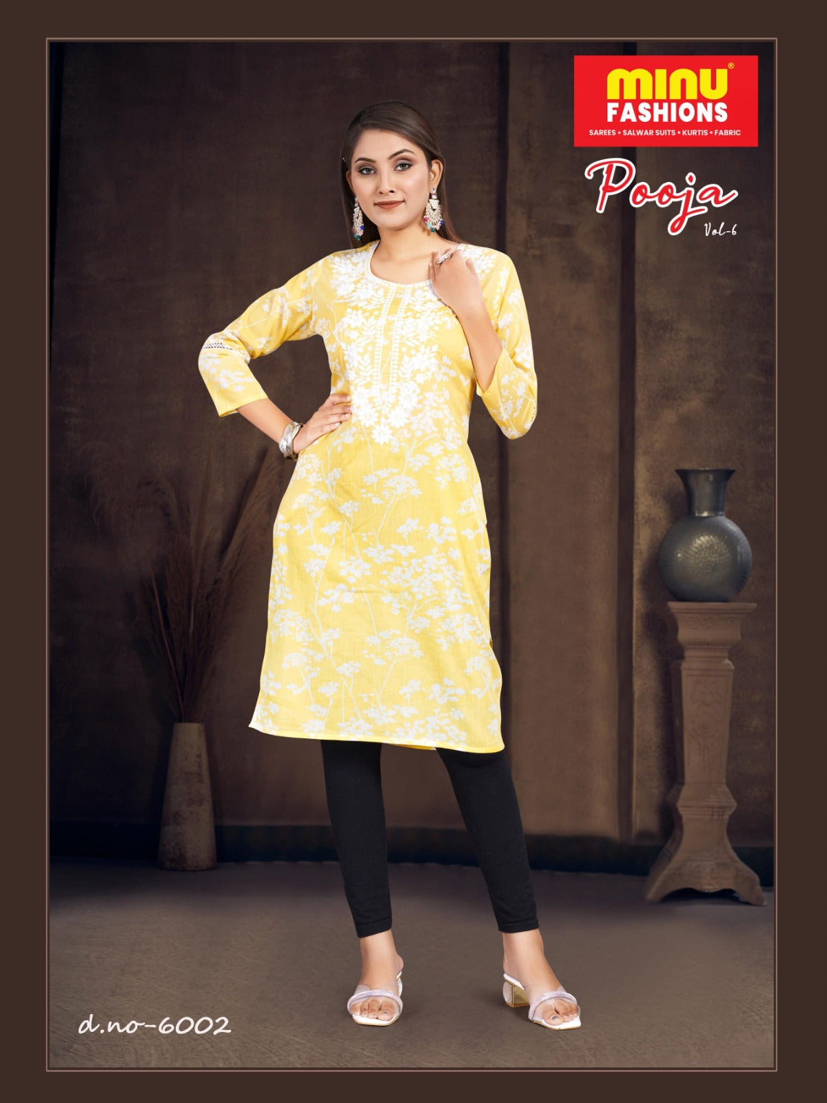 Pooja Cotton Printed Kurti Yellow