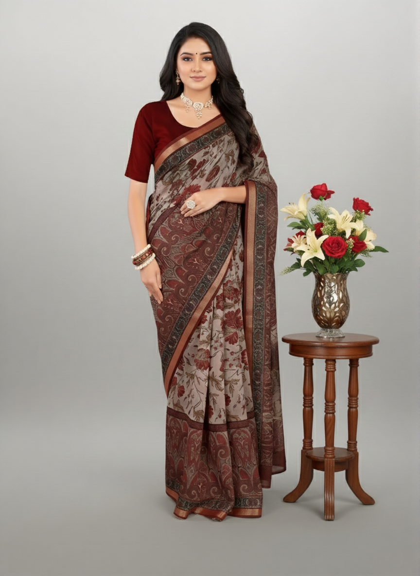 Bangalore Silk Muslin Cotton Printed Saree 4154