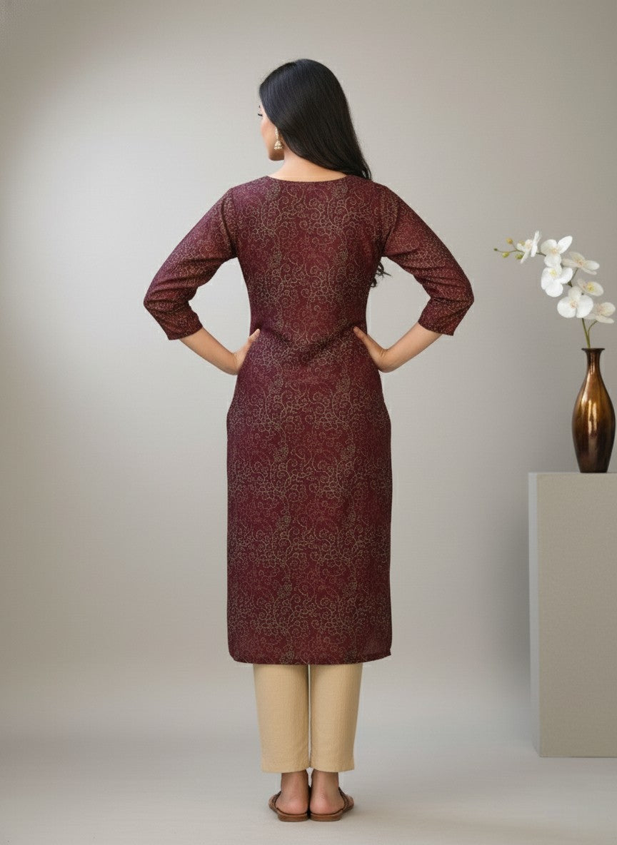 Rang Cotton Embroidered Kurti Set 1005