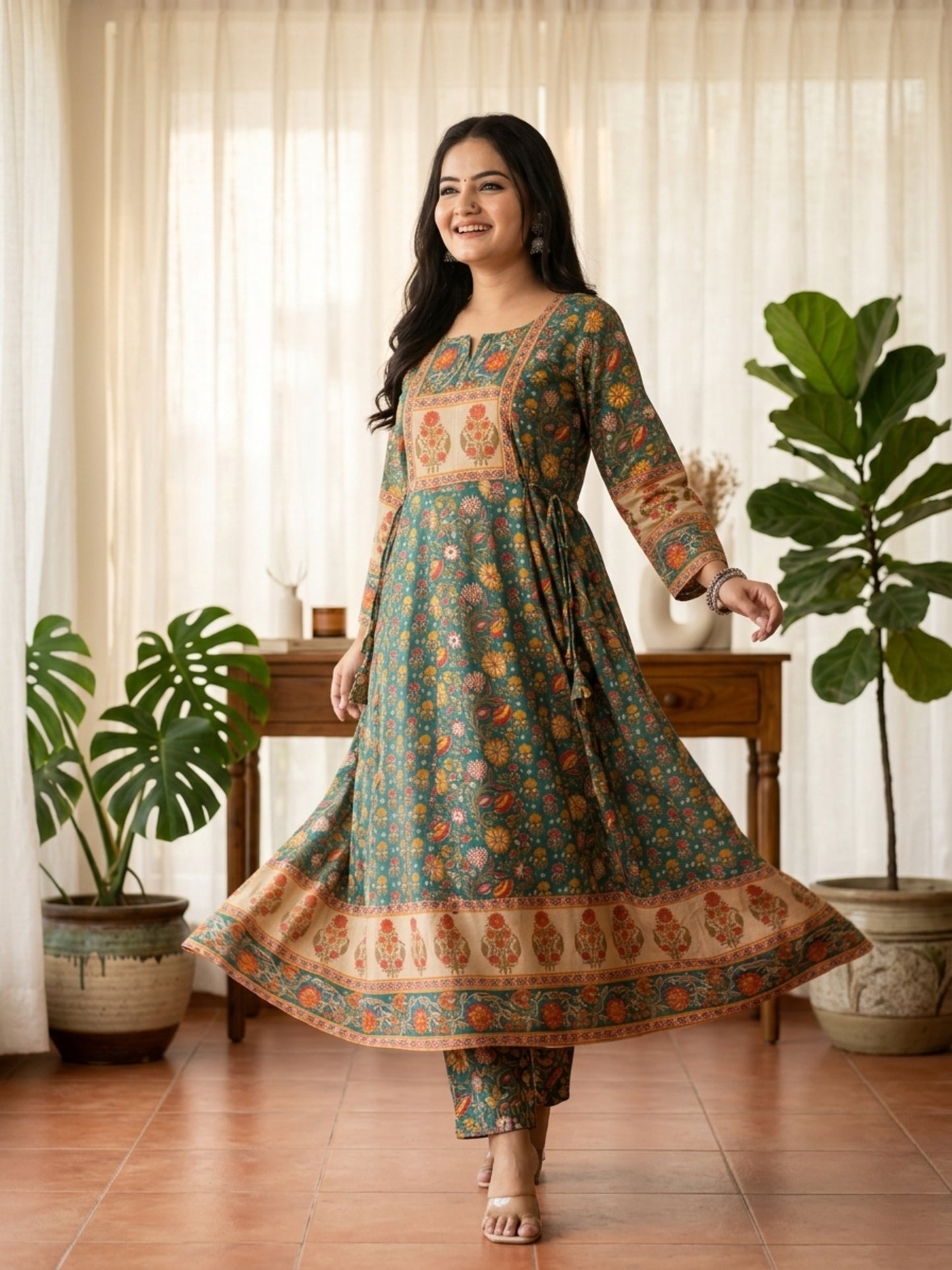 Minu Fashions Anwesha Women Printed Anarkali Kurti ( Ank )
