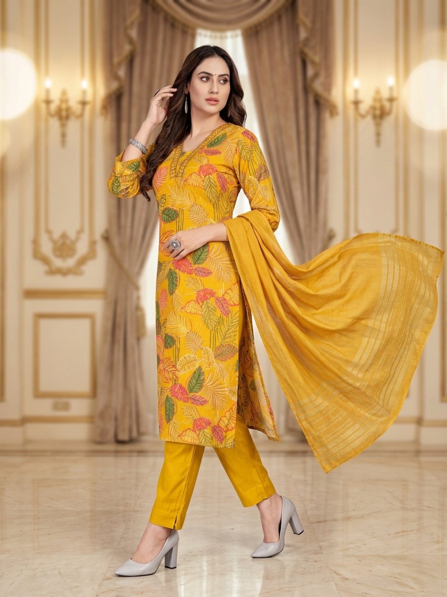 Isha Women Floral Printed Salwar Suit Set | Ank