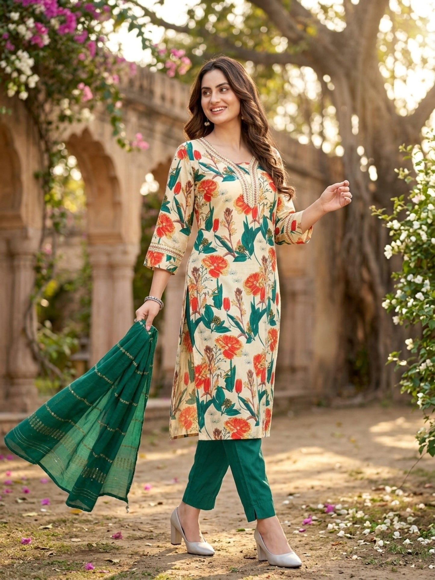 Isha Women Floral Printed Salwar Suit Set | Ank
