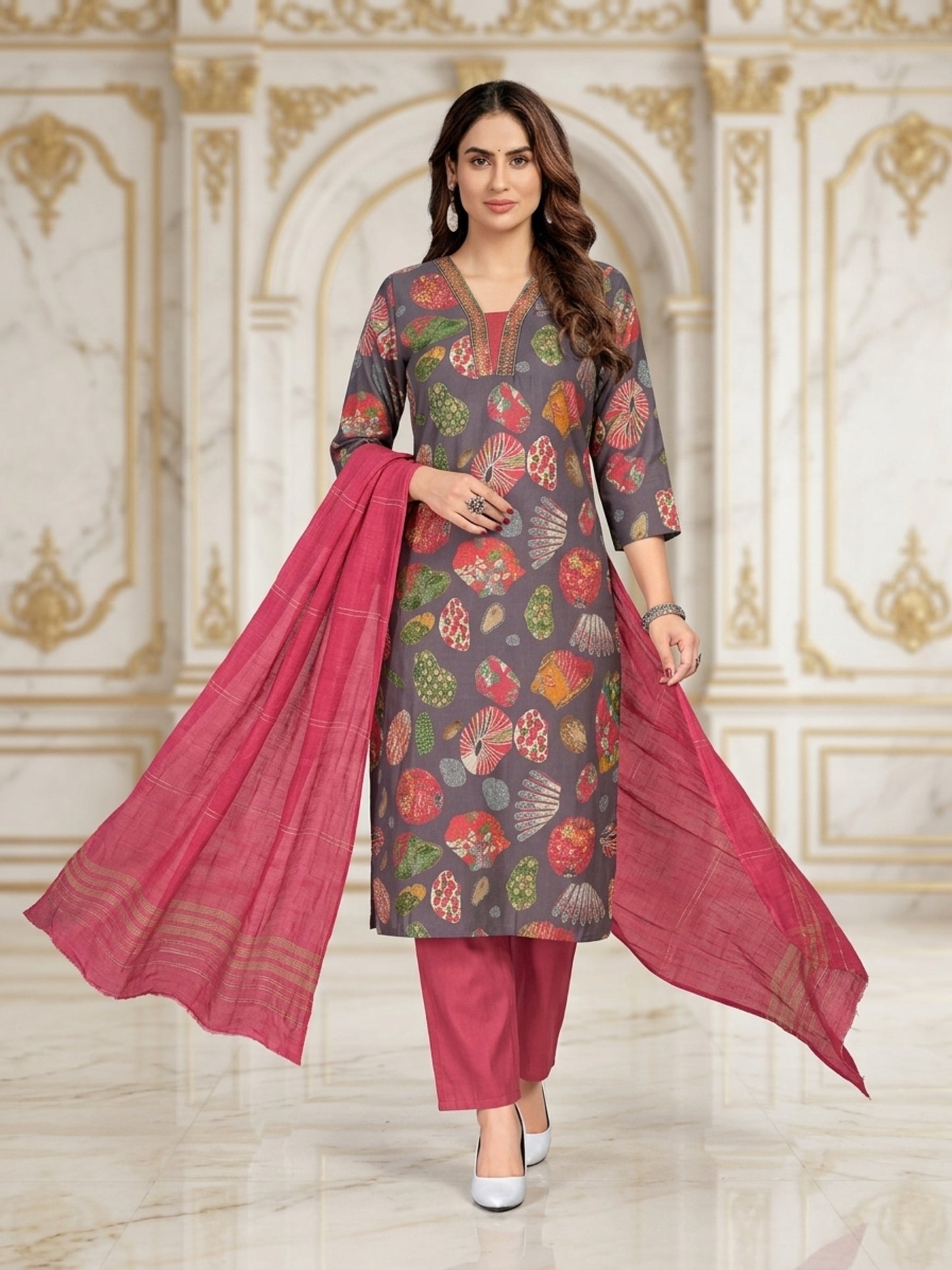 Isha Women Floral Printed Salwar Suit Set | Ank