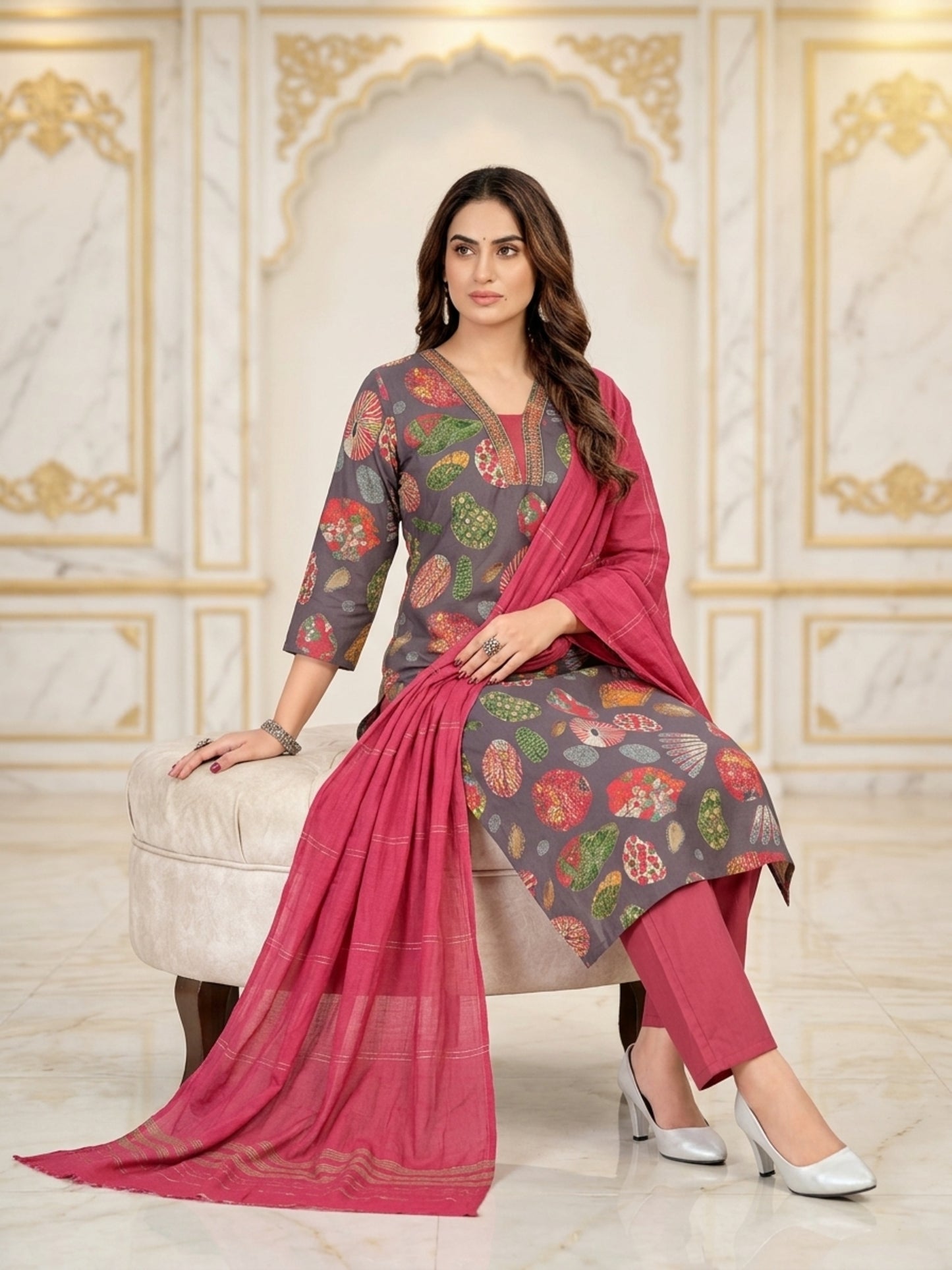 Isha Women Floral Printed Salwar Suit Set | Ank