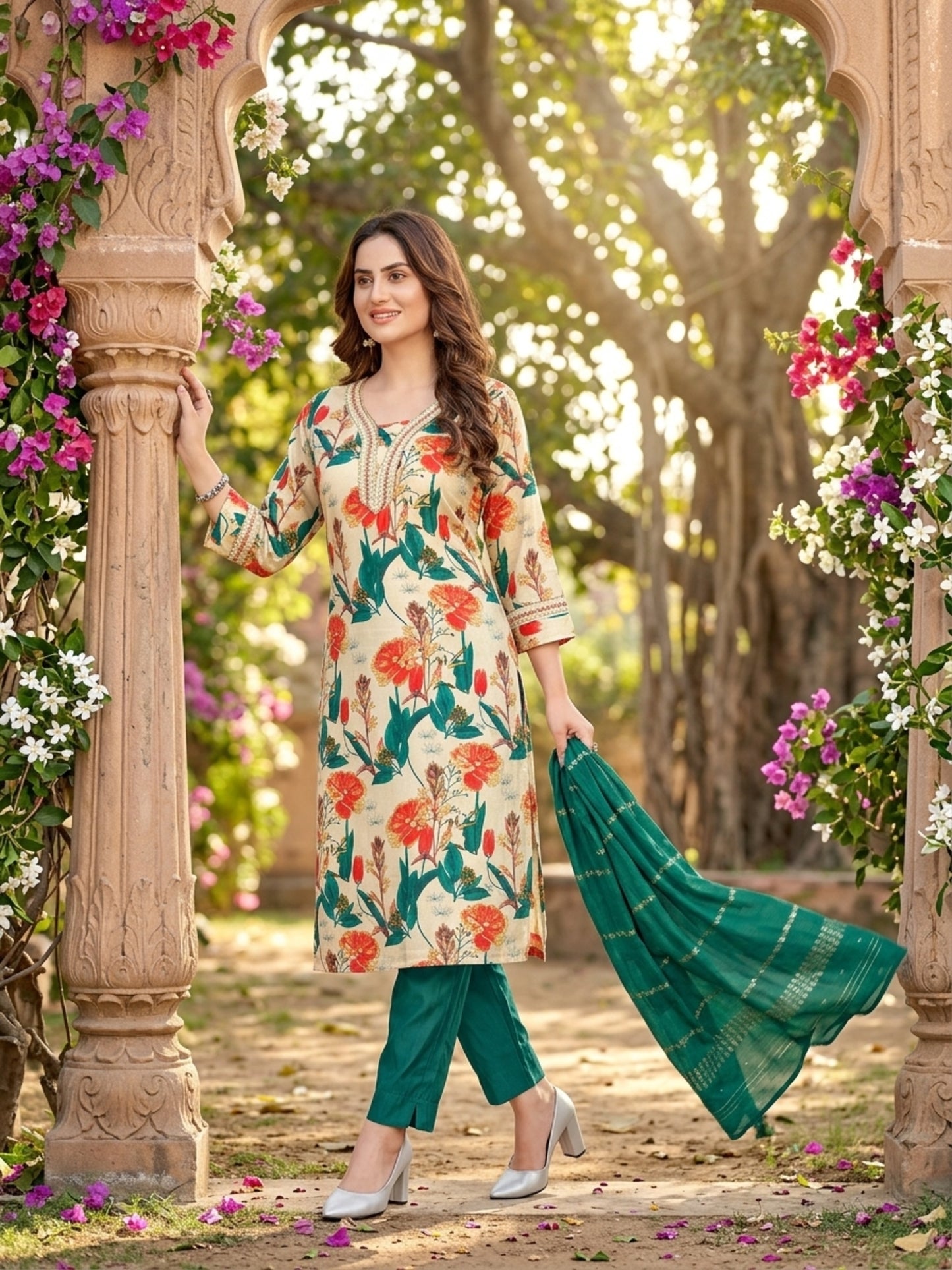 Isha Women Floral Printed Salwar Suit Set | Ank