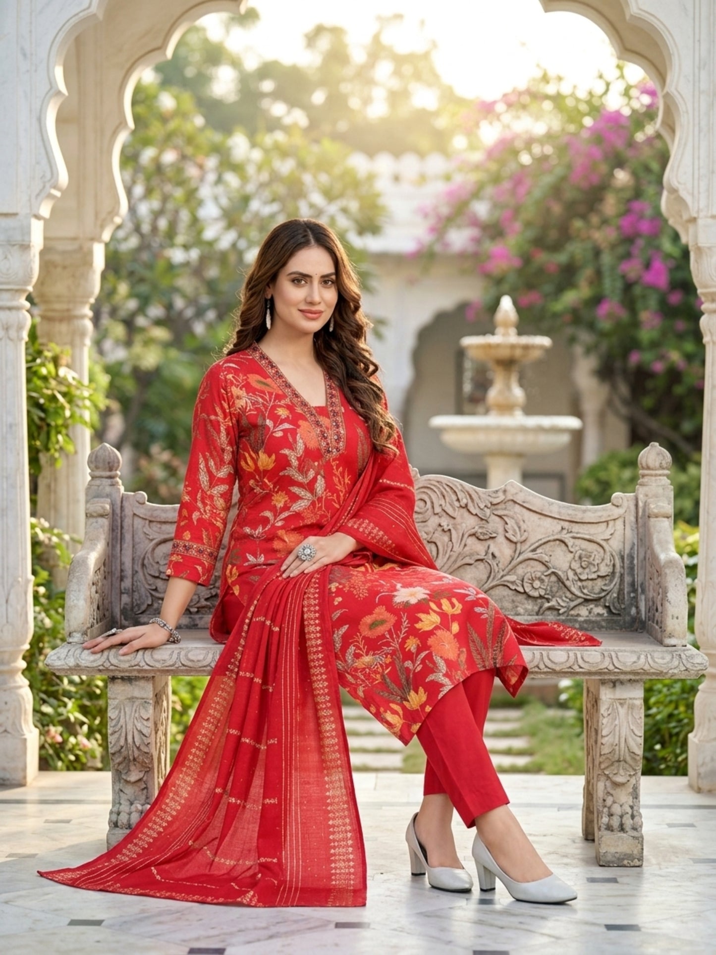 Isha Women Floral Printed Salwar Suit Set | Ank