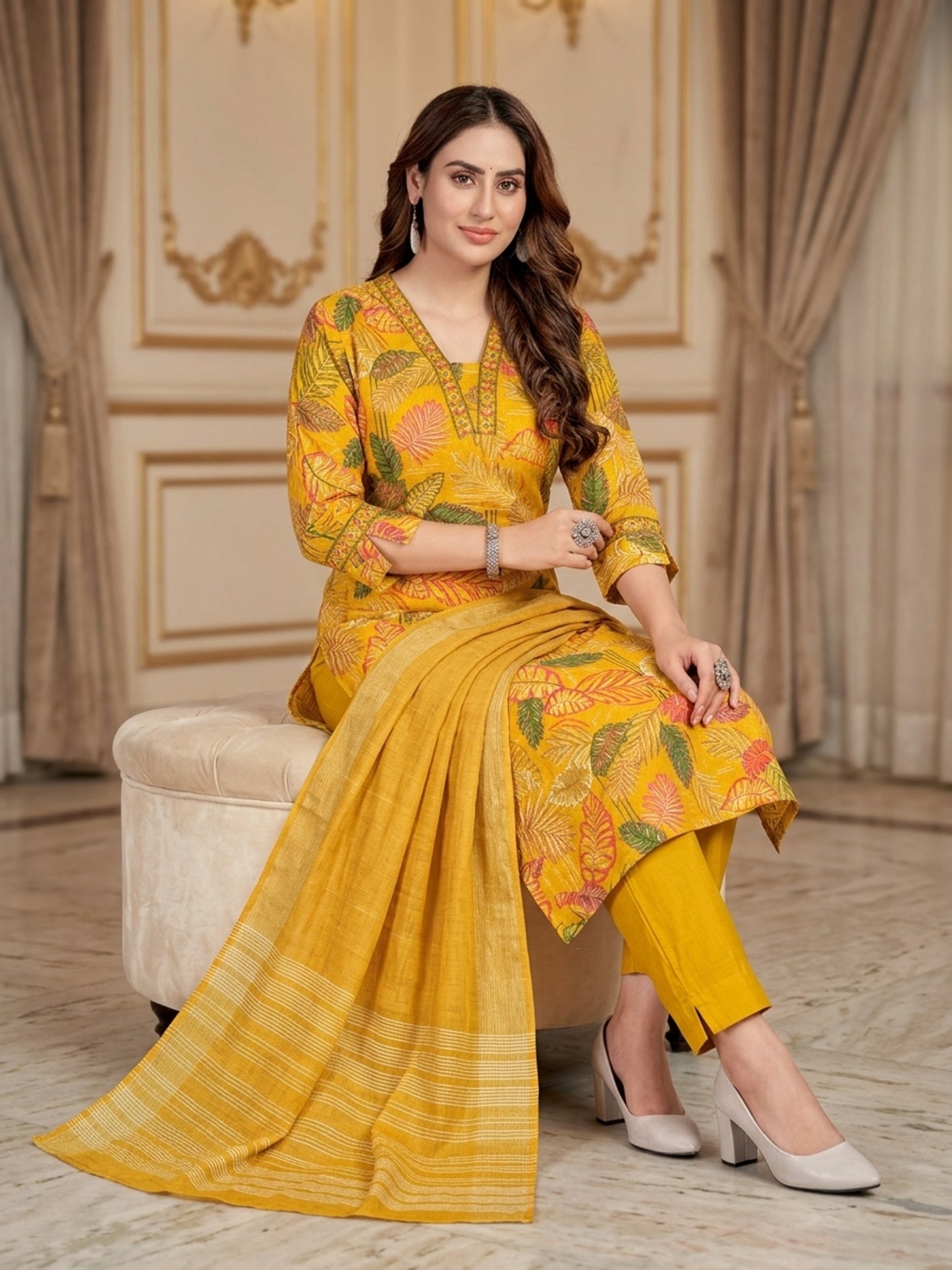 Isha Women Floral Printed Salwar Suit Set | Ank