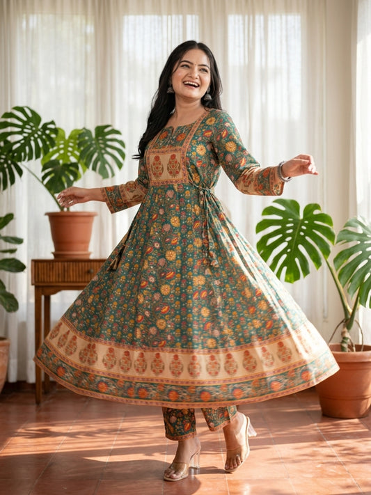 Minu Fashions Anwesha Women Printed Anarkali Kurti ( Ank )