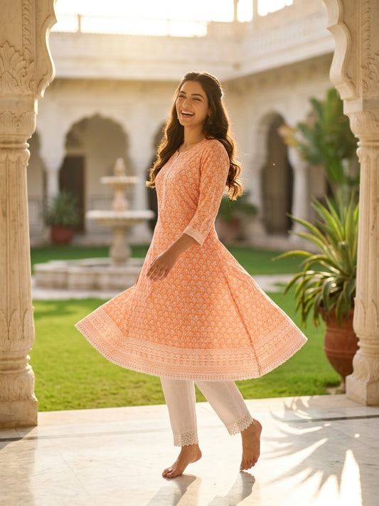 Minu Kurta-Set Nizam Women Printed Kurti with Trousers Set | Ank