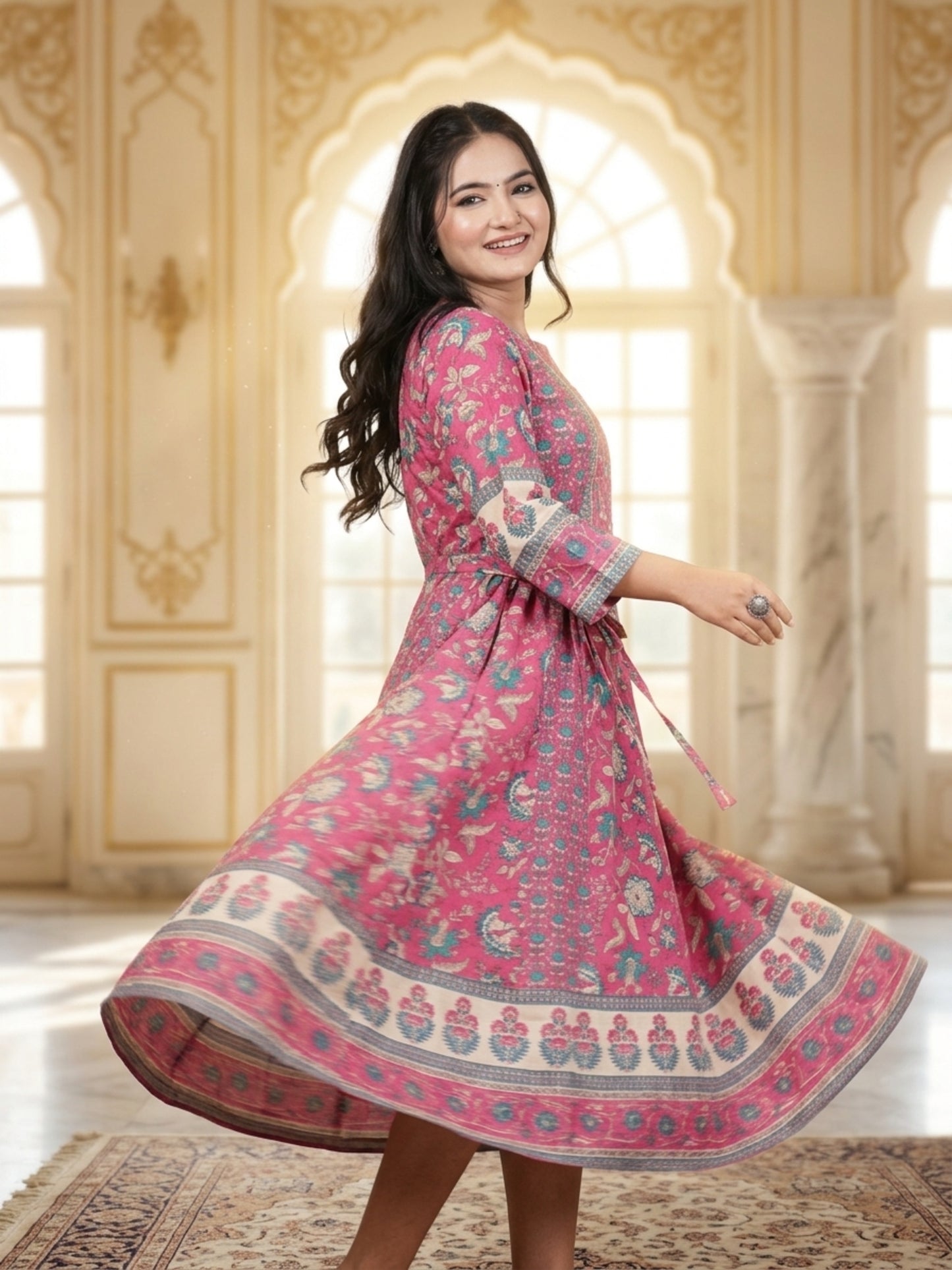 Minu Fashions Anwesha Women Printed Anarkali Kurti ( Ank )