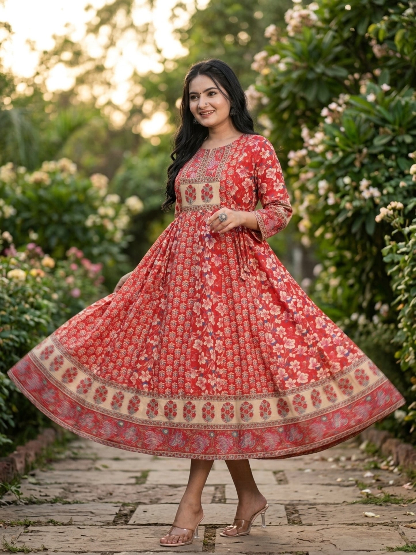 Minu Fashions Anwesha Women Printed Anarkali Kurti ( Ank )