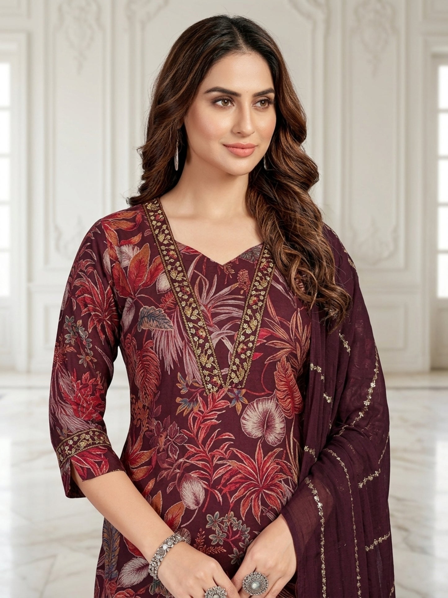 Isha Women Floral Printed Salwar Suit Set | Ank