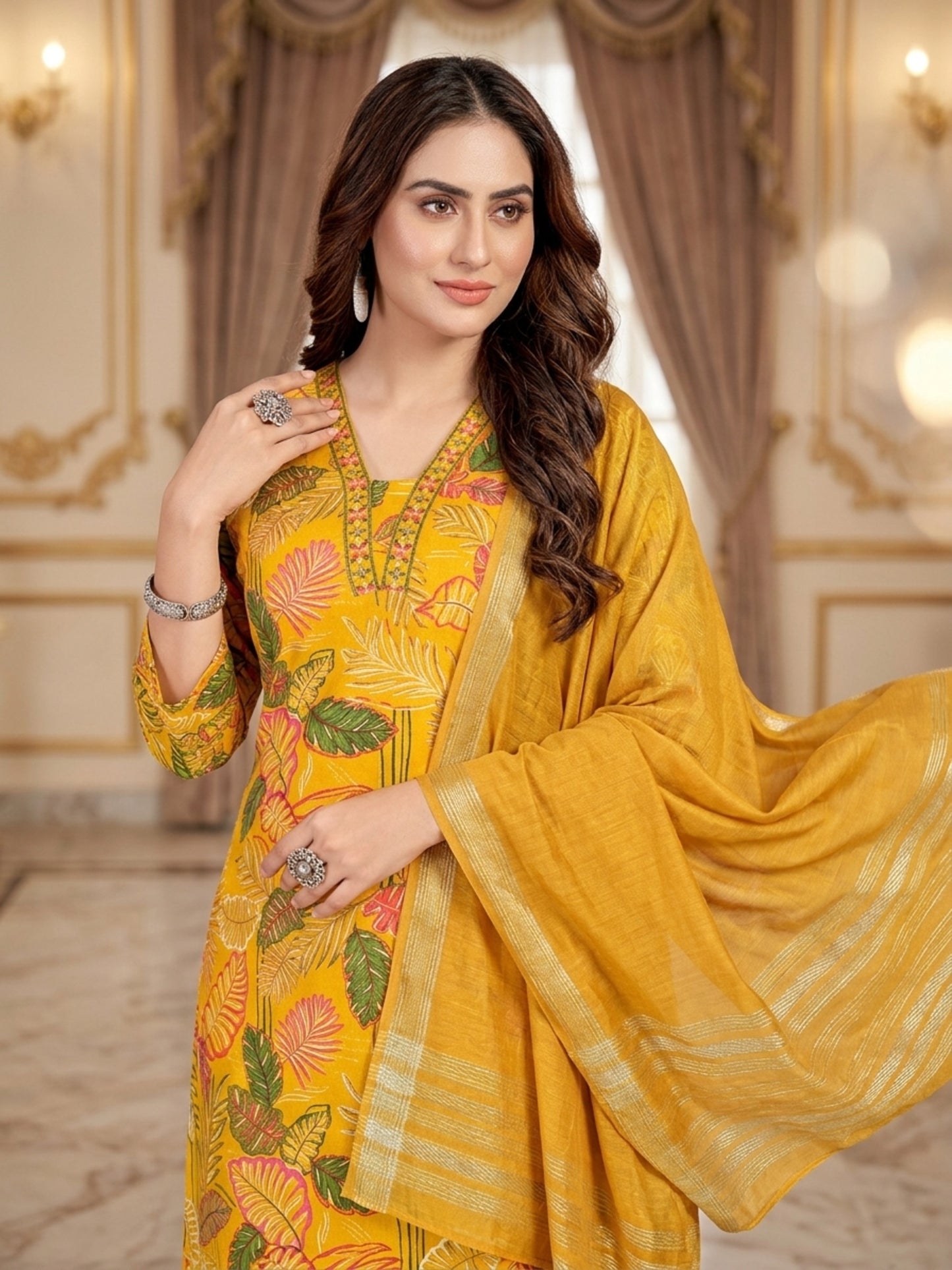 Isha Women Floral Printed Salwar Suit Set | Ank