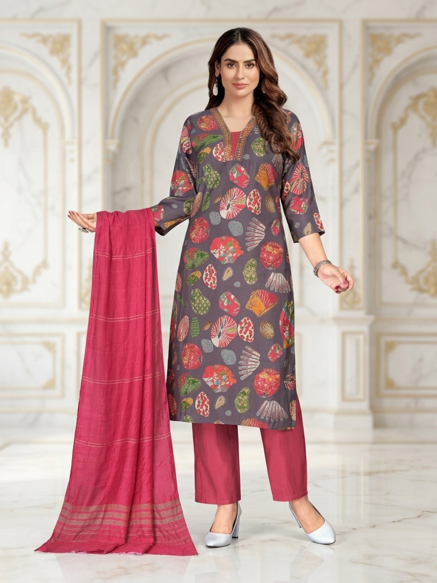 Isha Women Floral Printed Salwar Suit Set | Ank