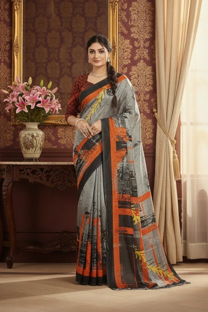 Ambarsariya Cotton Digital Printed Saree 4054
