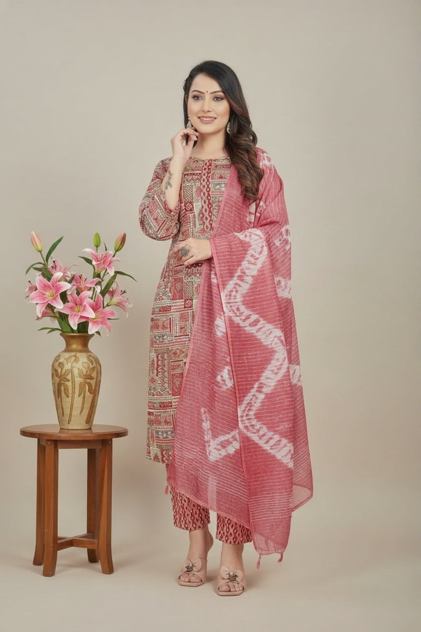 Flora Cotton Printed Stitched Salwar Suit XXL 3006