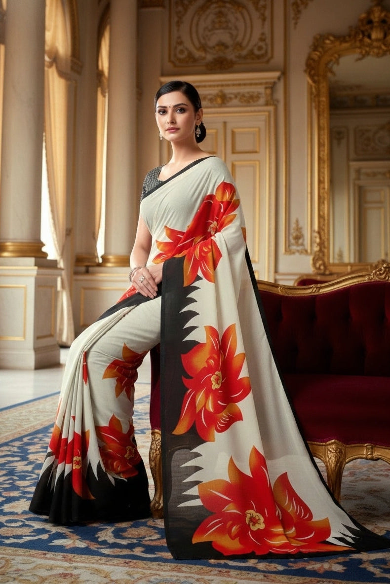 Ambarsariya Cotton Digital Printed Saree 4006-A