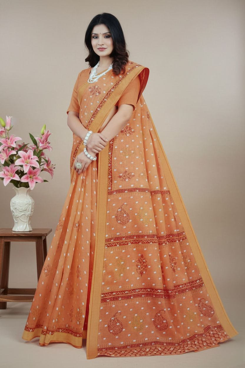 South Special Cotton Printed Saree