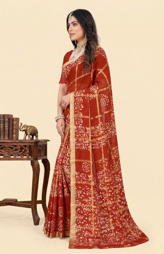 Jalwa batik print pure cotton saree gift pick – Minu Fashions