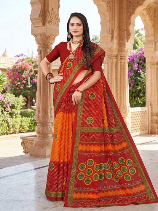 Mandakini chunari summer cotton printed saree – Minu Fashions