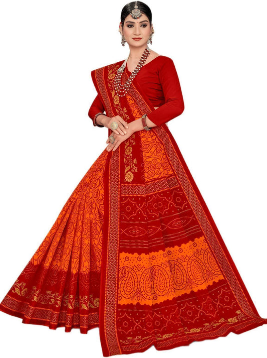 Humraaz chunri print pure cotton daily wear saree – Minu Fashions