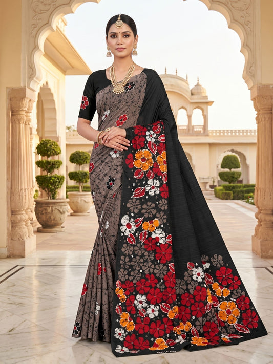 Crystal batik cotton saree for daily wear – Minu Fashions