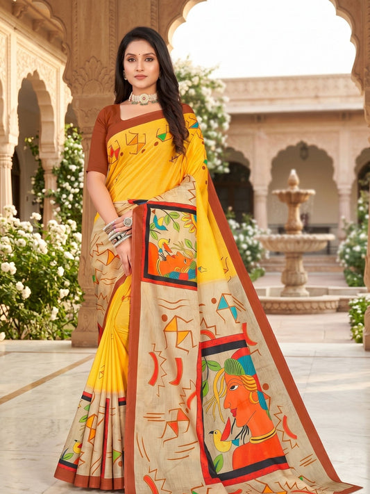 Digital Fashion print cotton saree for daily wear – Minu Fashions
