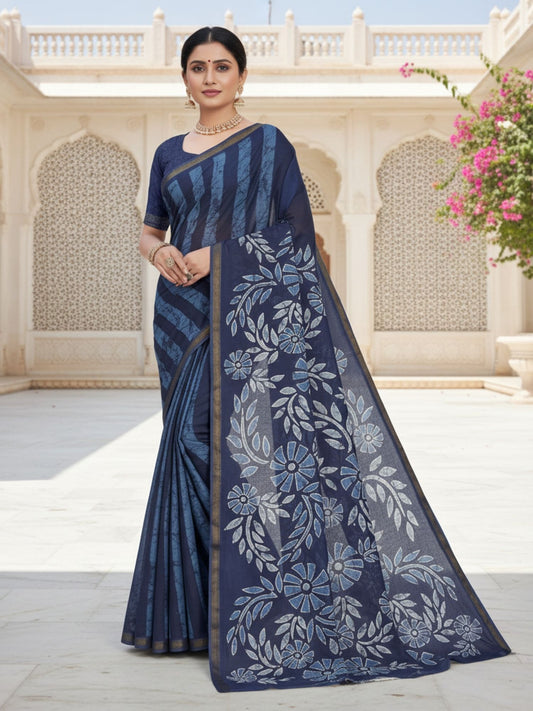 Ishani border cotton printed saree gift pick – Minu Fashions