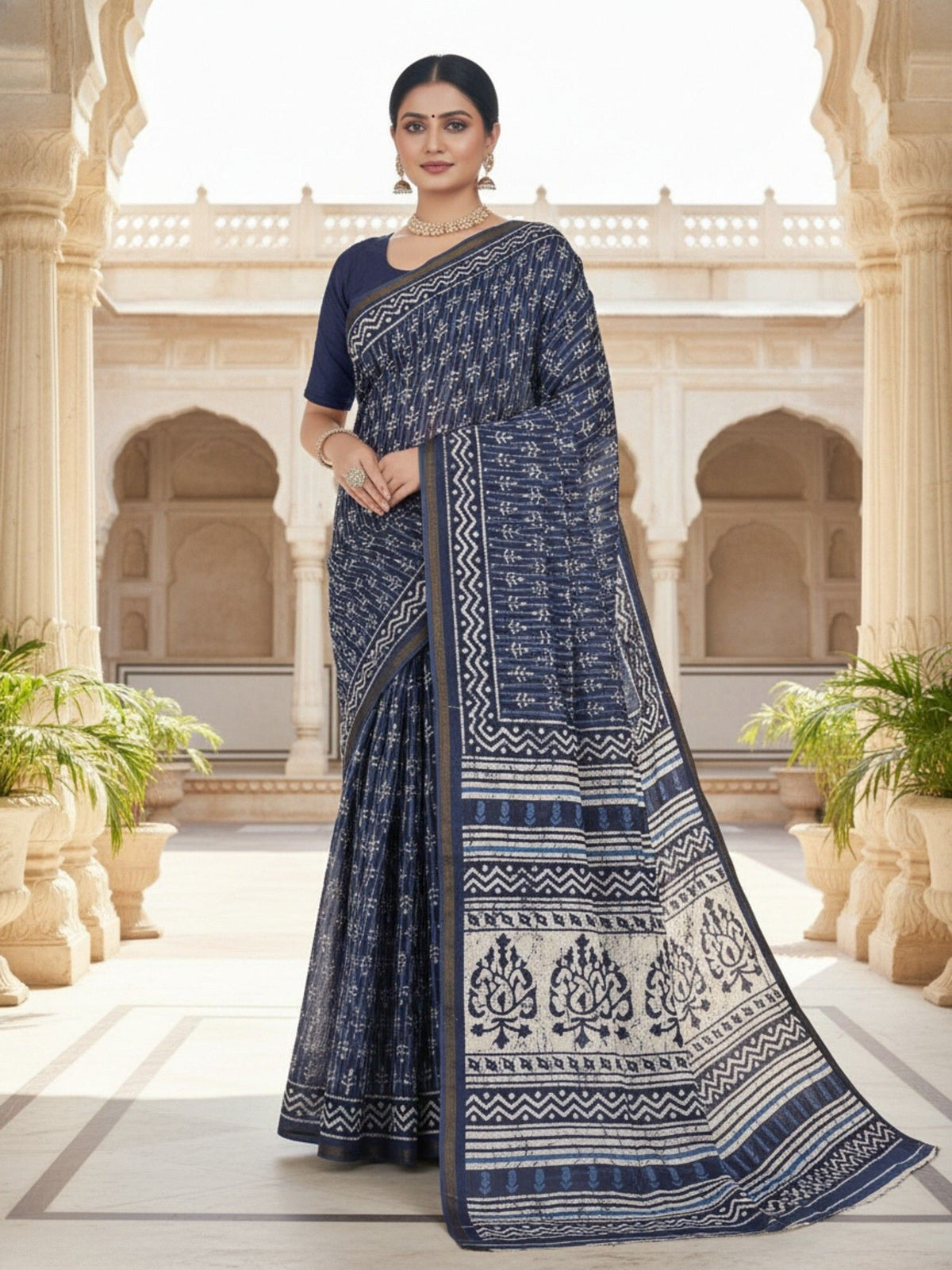 Ishani border cotton saree for office and casual wear – Minu Fashions