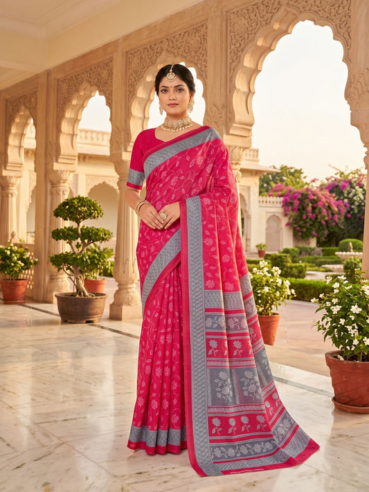 Mumtaz 2 pure cotton printed saree – Minu Fashions
