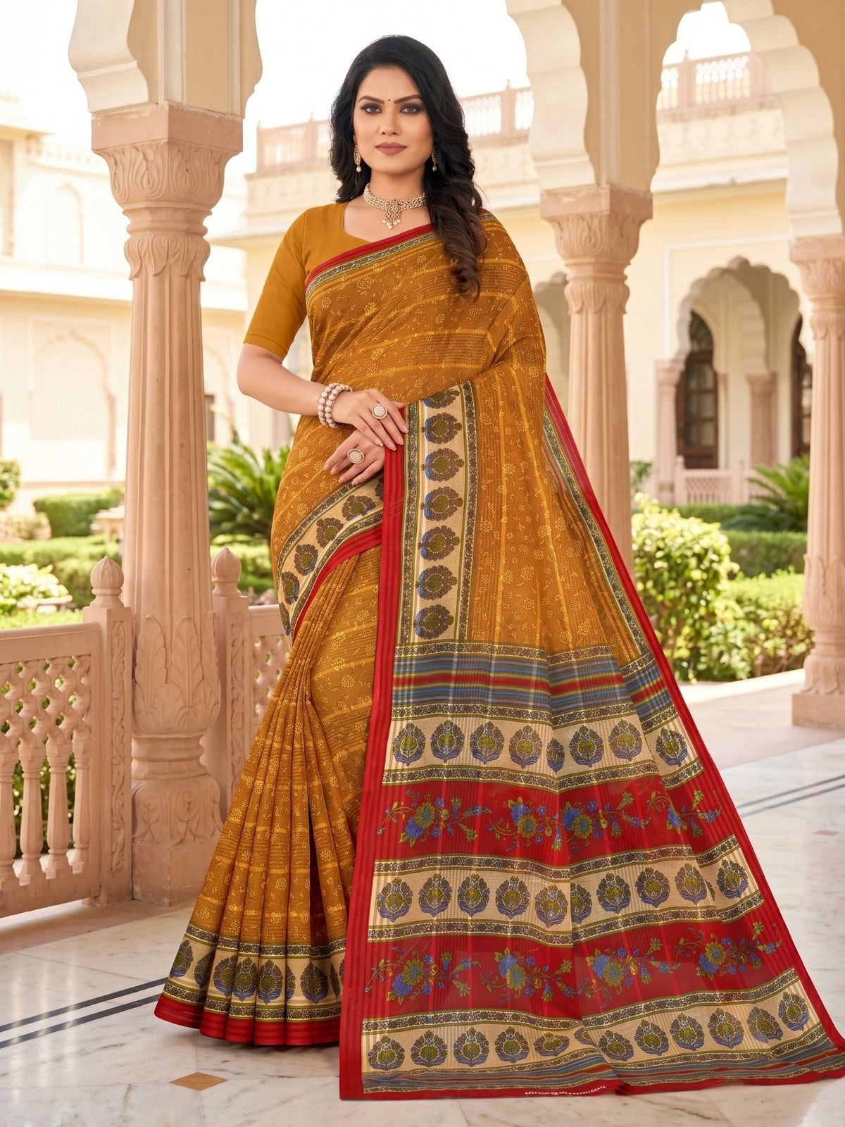 Sunaina doria festive cotton printed saree – Minu Fashions