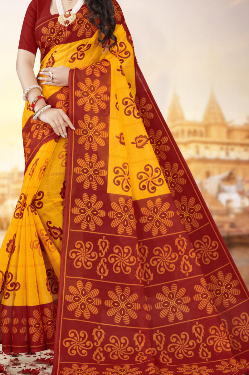 Monica Yellow & Red Saree Traditional Saree