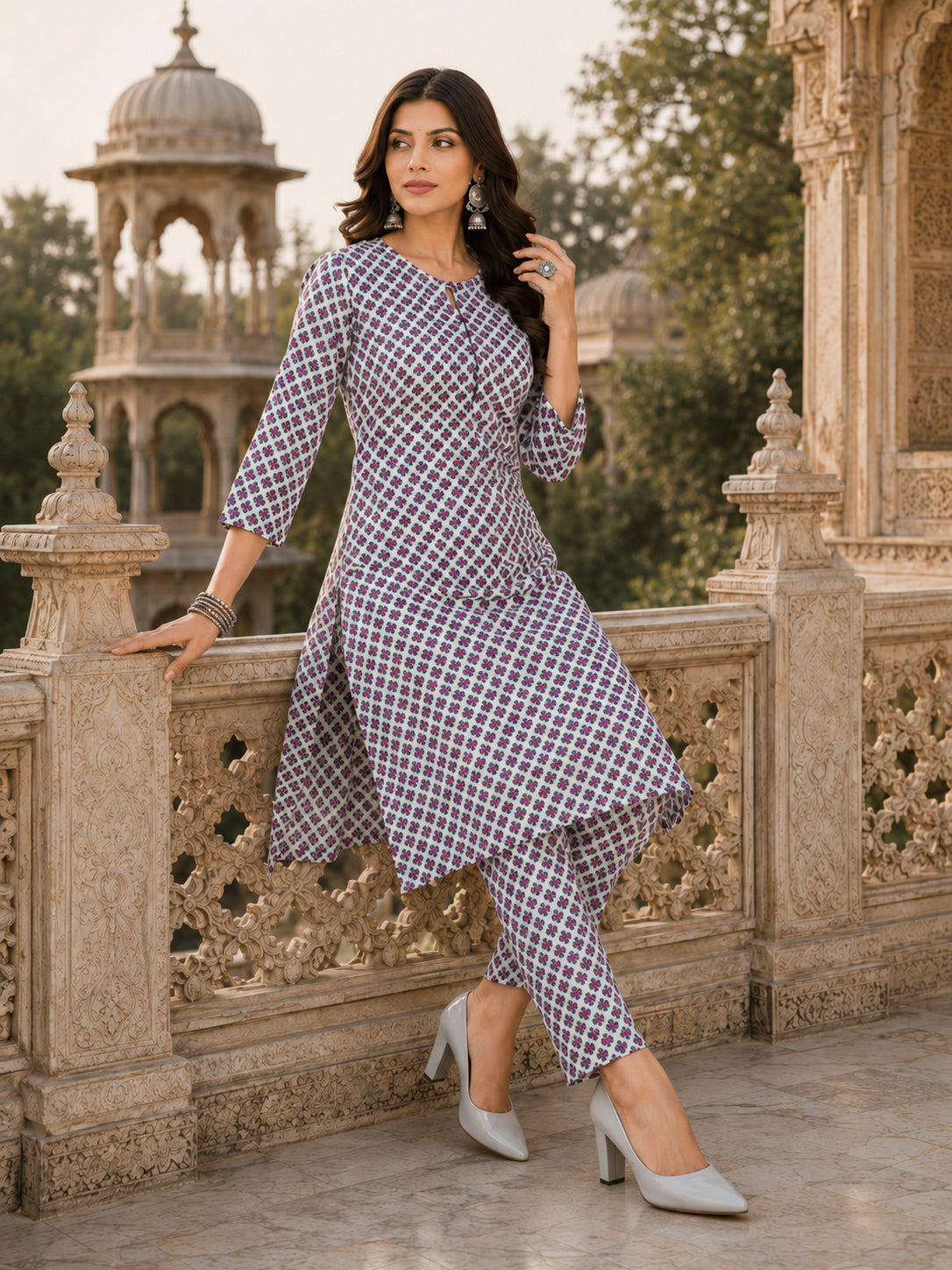 Parineeti Women Green Floral Printed Rayon A-Line Co-Ord Set with Trousers | Ank