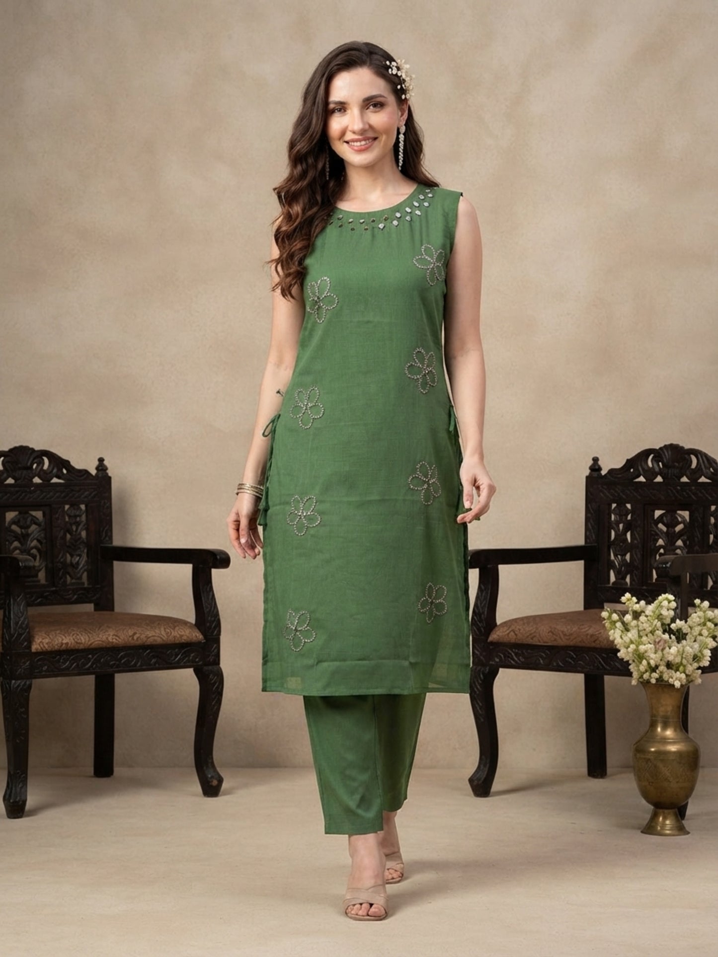 Minu Kurta-Set Pranika Vartican Silk Straight Kurti Set | Ank