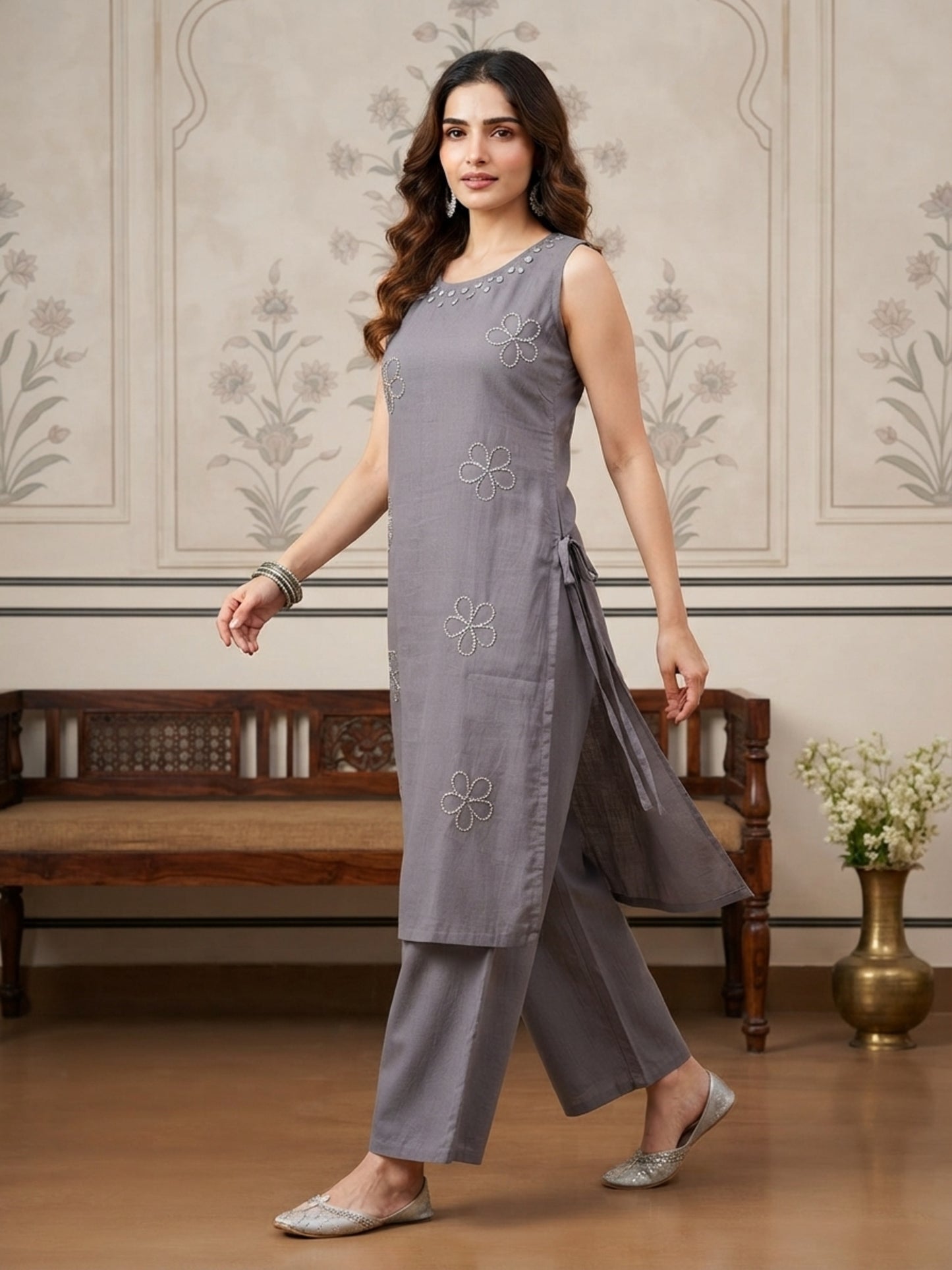 Minu Kurta-Set Pranika Vartican Silk Straight Kurti Set | Ank
